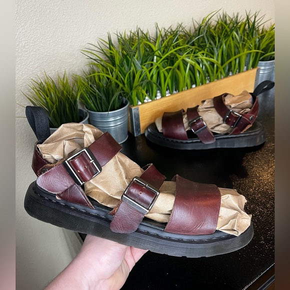 Dr. Martens Gryphon Brown Leather Sandals - Picture 1 of 8